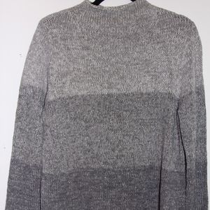Chaus & Co Mock Turtleneck 3-tone Gray Sweater
